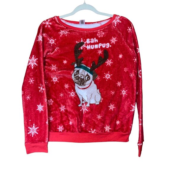 Stars & Sprinkles Red "Bah Humpug" Fleece Christmas Sweater XL Soft & Cozy - Picture 1 of 6